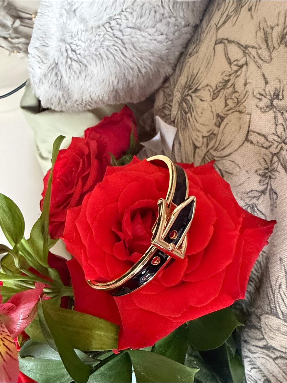Gold-Tone Black Enamel Buckle Bracelet - Women Jewelry
